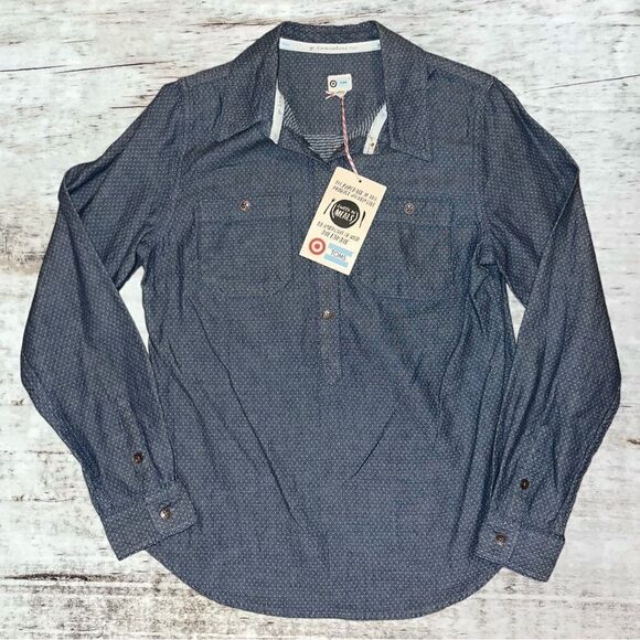 NWT Toms x Target 1/2 Button Up Long Sleeve Shirt Size Small - Picture 1 of 8